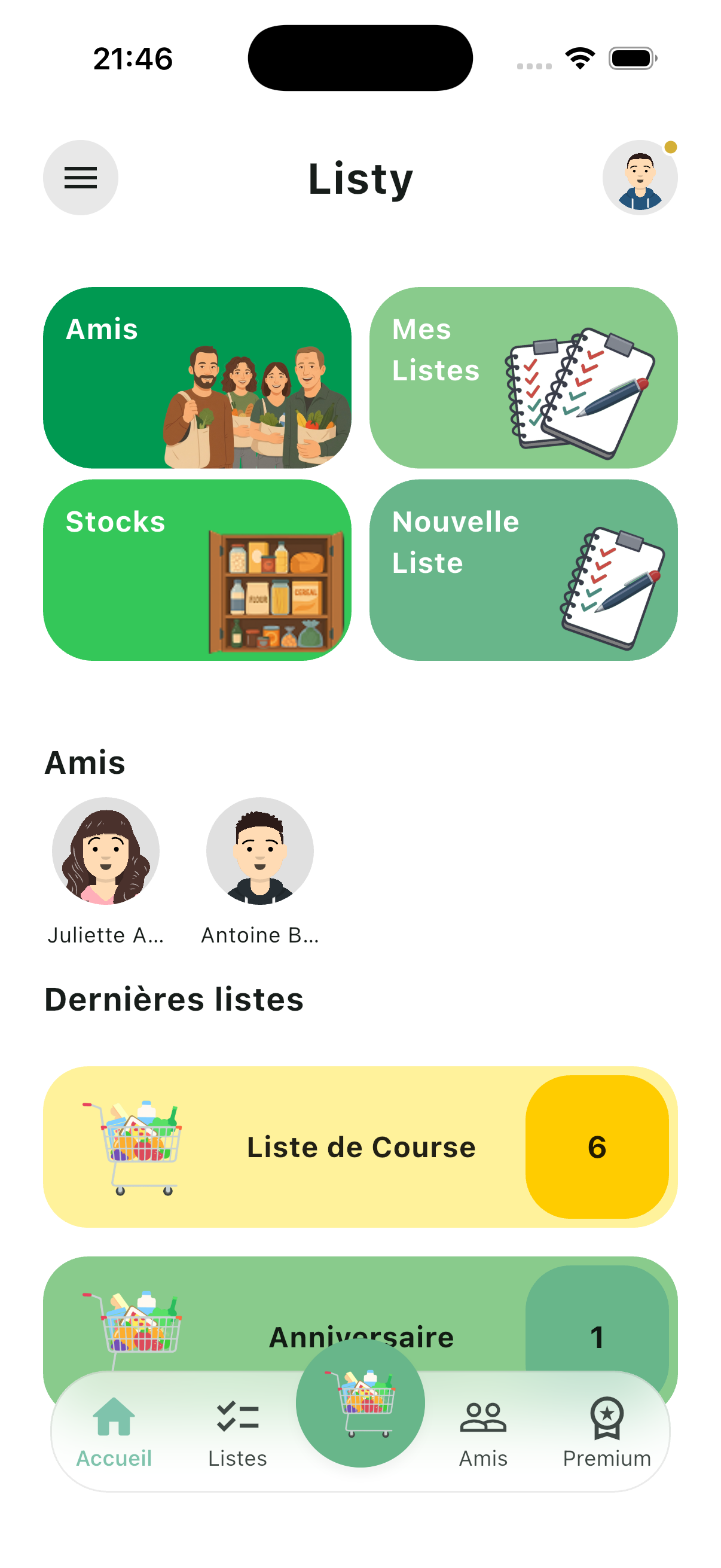 Aperçu Listy — accueil